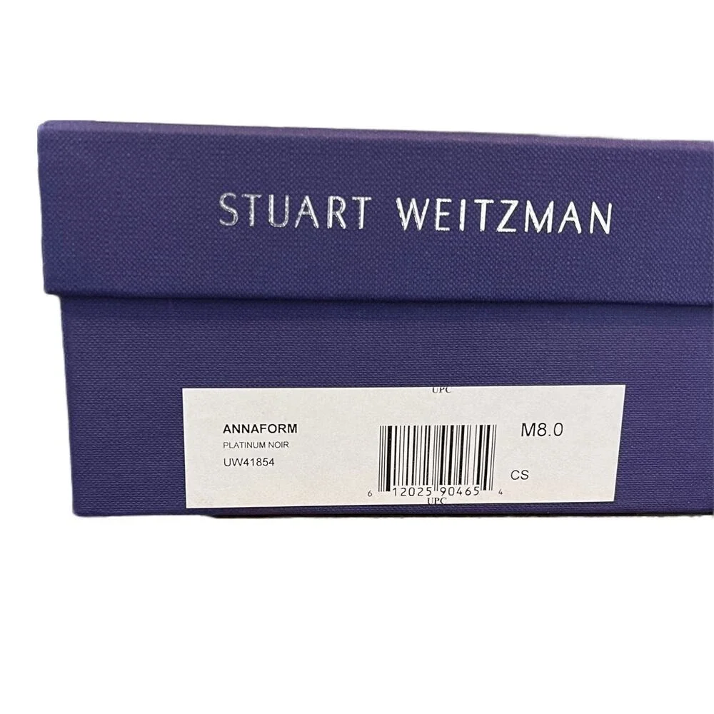 Stuart Weitzman Wedge Womens‎ 8.5 Gold Glitter Peep Toe Pump Formal Dress Shoes
